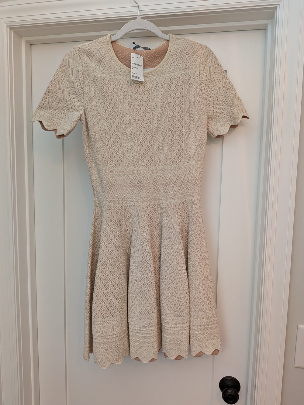 Alexander McQueen Cream Knit Textured A-Line Dress